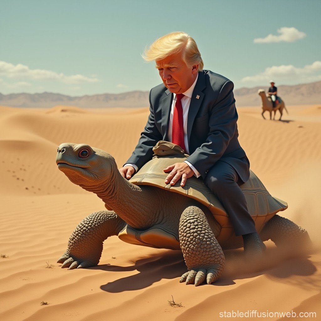 naked trump riding on yertle the turtle