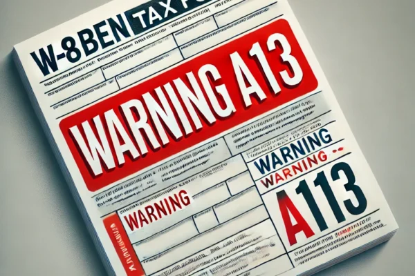 w-8ben form warning a113