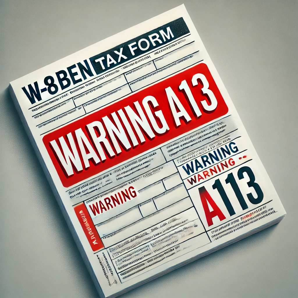 w-8ben form warning a113